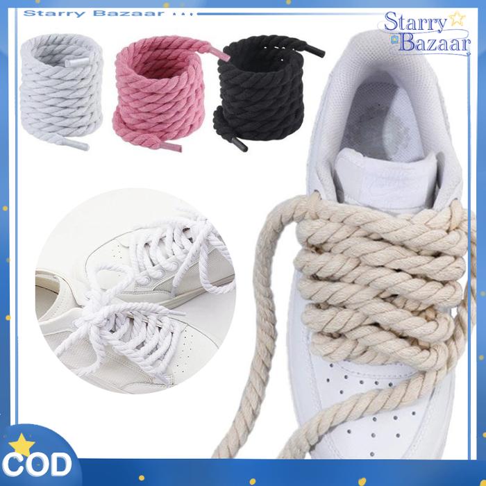 1pair Tali Tambang Sepatu Tali Rami 7mm Tali Sepatu Bulat 120 Cm Simpul Tali Rami