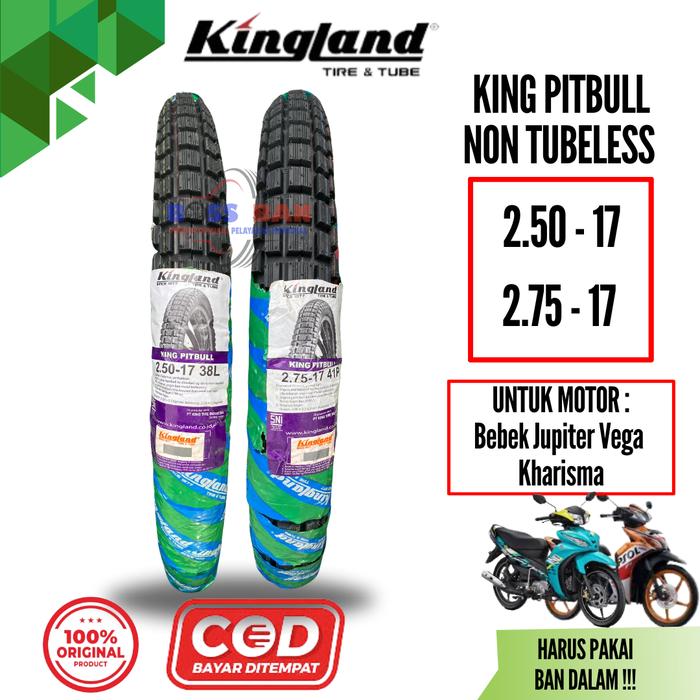 Ban Semi Trail Bukan Tubeless Kingland Ukuran 2.50 2.75 3.00 Ring 17 untuk Motor Bebek Revo Supra Bl