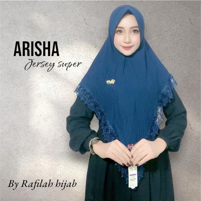 Hijab Instan Bergo Pet Jersey Plisket Renda Senada Arisha by  Rafilah wanita muslim dewasa