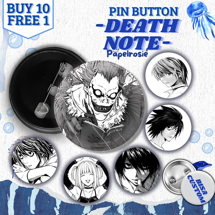 PIN BUTTON DEATH NOTE MANGA | PIN PENITI AESTHETIC 44MM & 58MM DEATH NOTE MANGA| PIN PENITI BULAT AE