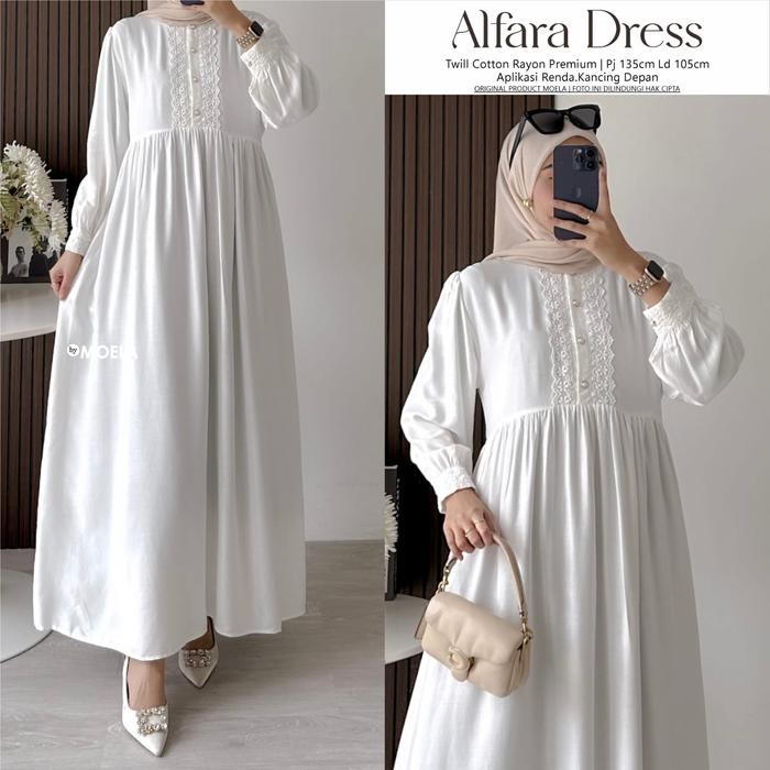 ORI-Gamis Rayon Twill Premium Wanita LD 105 | Dress Remaja Dewasa Hitam dan Putih | Gamis Bahan Adem