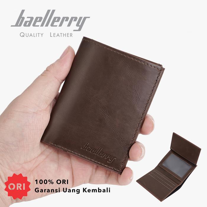 Dompet Pendek Pria Kulit PU Lipat Tiga Kartu Uang BAELLERRY K1979