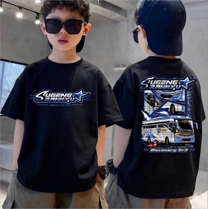 Kaos Distro Anak BUS SUGENG RAHAYU DISCOVERY SR 3  BUS BALAP T-Shirt Anak Laki-Laki & Perempuan Cott