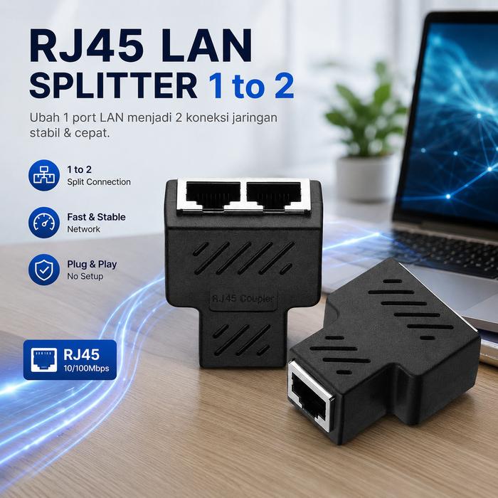 Restu Mall - RJ45 LAN Splitter | Ethernet Connector | Aksesoris Jaringan