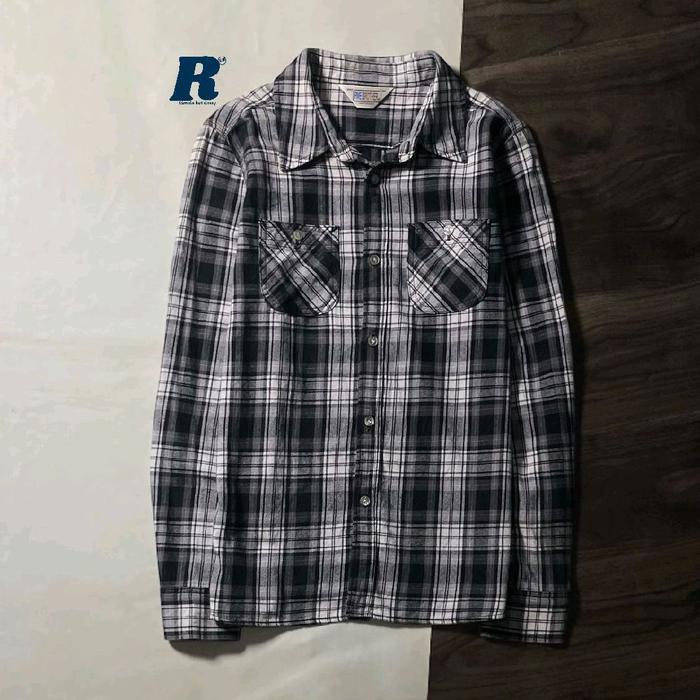 Kemeja Lengan Panjang Flannel Shirt Double Pocket FIVE BROTHER Size fit S Unisex 002