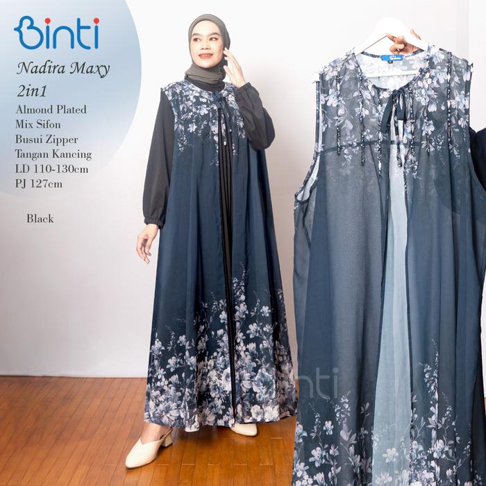 DRESS JUMBO LD 110 - 130 XL XXXL NADIRA 2IN1 OUTER DAN INNER By BINTI BAHAN MEWAH ALMOND PLATED MIX 
