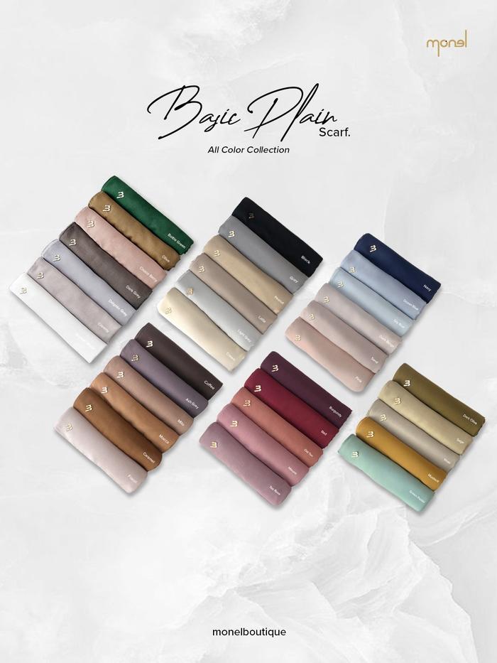 Skyshop Hijab Basic Plain Scarf Series polosan By Monel Bahan Voal Premium Size 115 x115cm Kerudung 