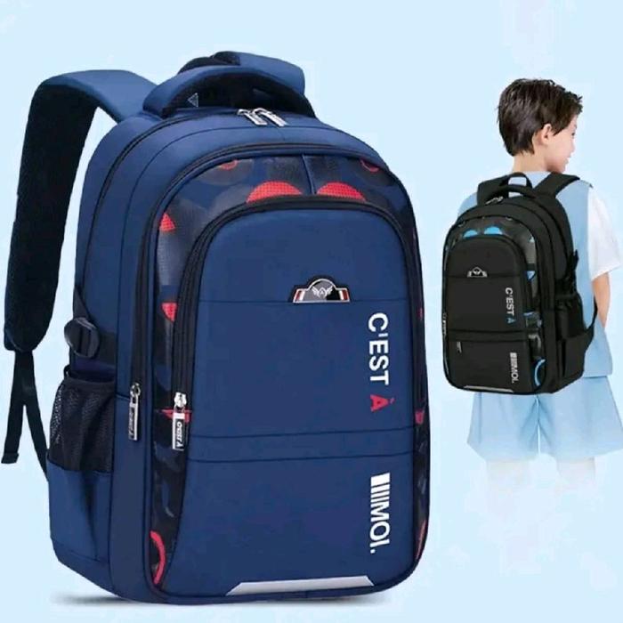 Backpack Tas Ransel Pria Wanita Warna Hitam Polos Bahan Kanvas Premium Kuat & Tebal, Desain Minimali