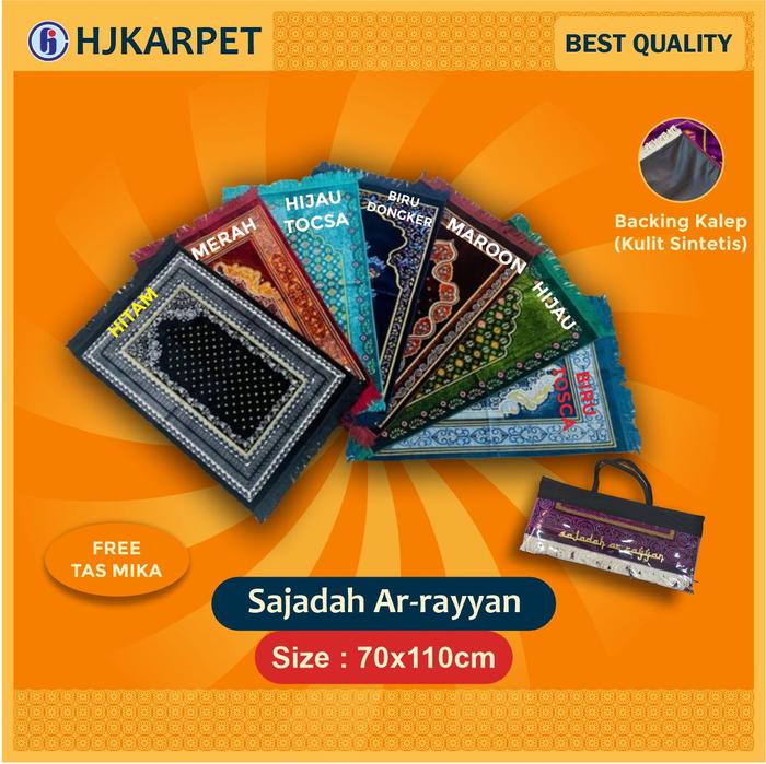 Ar-Rayyan Sajadah Imam Satuan Busa Motif Turki Tebal 70 x 110cm Printing Muslim Bunga Hitam