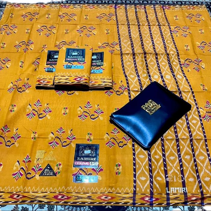 Sarung Lamiri mst Full Sutra 100% Kualitas Terbaik dengan Desain Eksklusif dan Warna Kuning Cerah