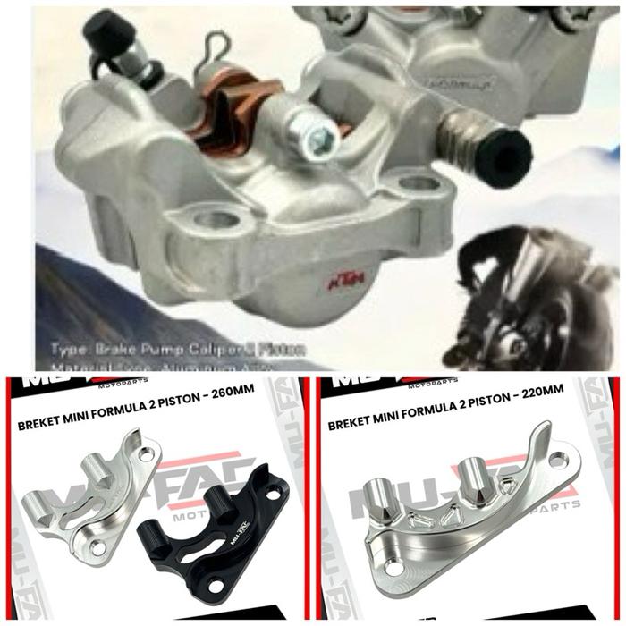 BREKET atau KALIPER 2Piston KTM Mini Formula Radial Pitch 45mm Disc Brake Adapter and Brake Disc 4,5
