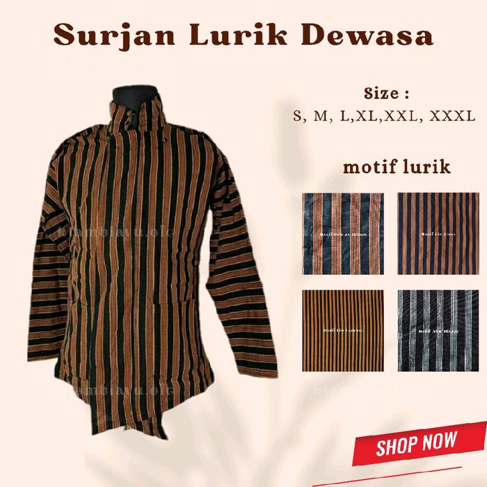 Surjan pria dewasa/lurik surjan/lurik jawa/baju lurik/lurik premium/surjan jumbo