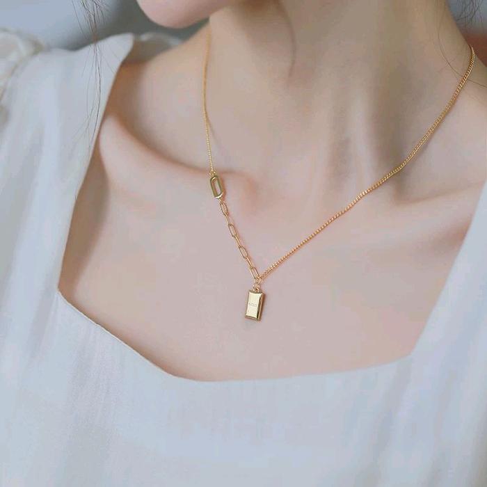 Kalung Titanium Wanita Liontin GOLD Mewah Elegan Aksesoris Fashion Anti Karatan Dan Tidak Luntur Har