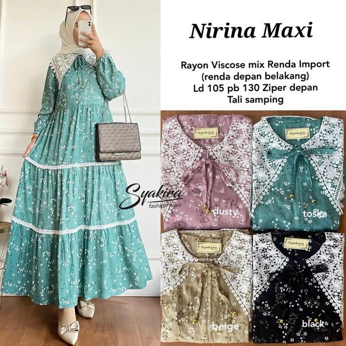NIRINA MAXY - Busana Muslim Wanita Syari Lebaran - Dewasa, Gamis, Pesta, Maxi, Remaja, Dress