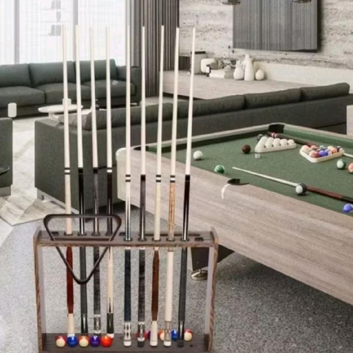 Rak Kayu Penyimpanan Stik Bola Billiard Rack Multifungsi Display Cue Billiard