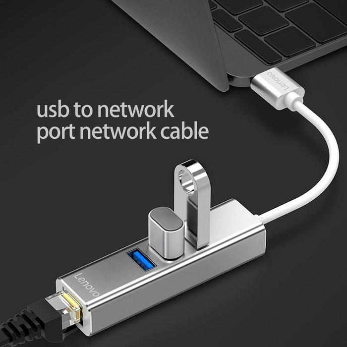 Adaptor Hub Lenovo USB 3.0 Ke RJ45 Konektor USB Kecepatan Tinggi