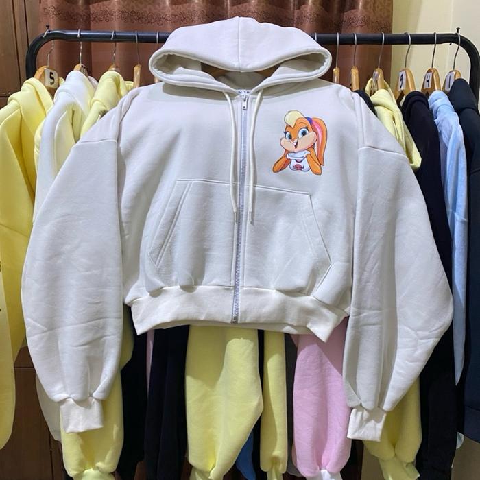 Hoodie Crop Gemas Wanita Lucu dengan Desain STITCH DINOCO NASA TACO BELL POOH CHUPA CUPS BASKIN ROBB