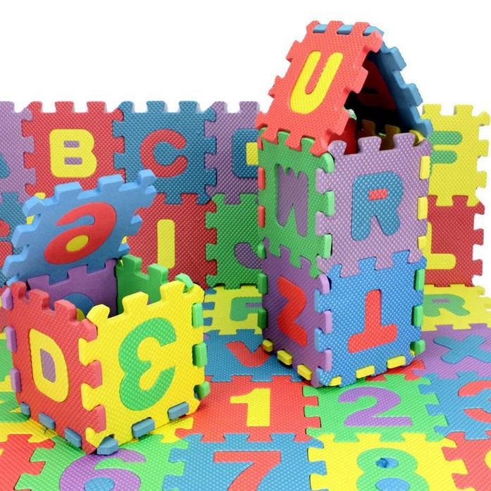 Puzzle Foam Alphabet Angka 36 PCS Mainan Edukasi Anak Huruf Angka Busa / Alas Tatakan Karpet Bermain
