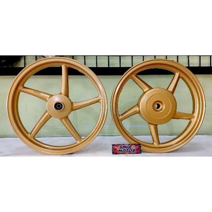 ￼VELG PELAK RACING VROSSI V ROSSI SANCA BEAT/SCOOPY/VARIO/GENIO PALANG 5 RING 14 GOLD MODEL COPY RCB