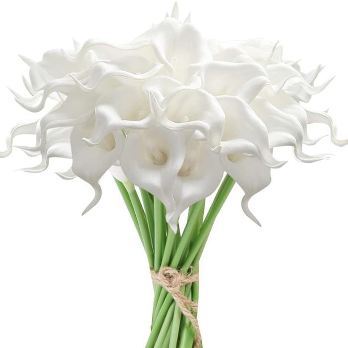 White Mini Pu Calla Lily Artificial Flower For Wedding Bouquet Party