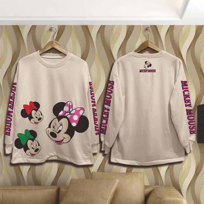 Crewneck Wanita Oversize Karakter Micky Mouse 2 Termurah Termurah Terpadu Terpopuler Basic
