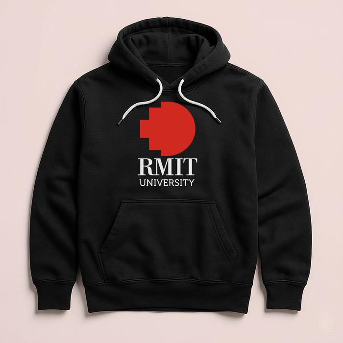 Hoodie RMIT University Australia Premium Fleece Cloth Sweater Jacket Hood Black Hitam
