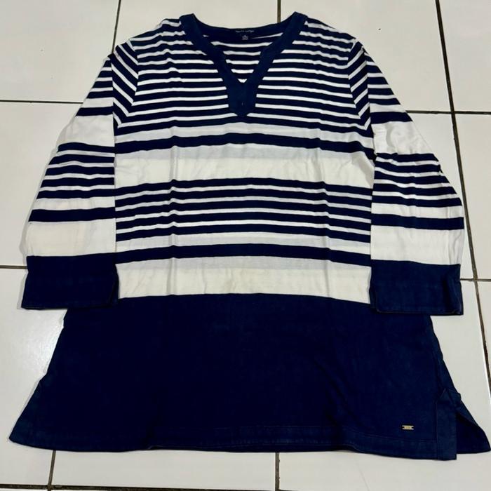 Baju Kaos Wanita Garis Tommy Hilfiger Biru - Size XL - 75 x 51