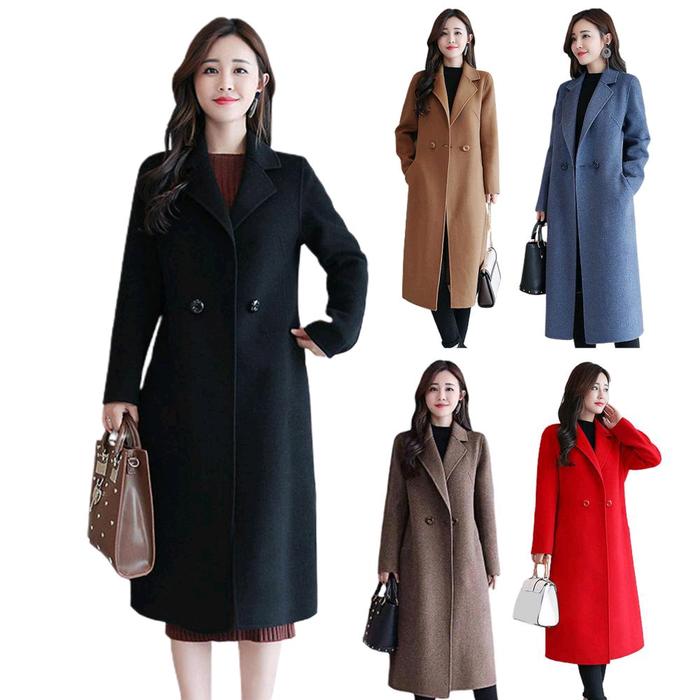 Jaket Panjang Wanita Wool Fleece Korea Style untuk Musim Dingin dan Panas Baju Dewasa Tebal Outer At
