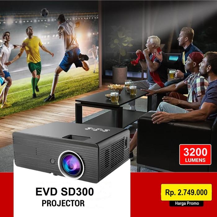 LCD LED PROJECTOR PROYEKTOR BESAR FULL HD 1080 ANDROID 3200 ANSI - EVD SD300 - BIOSKOP RUMAH KANTOR