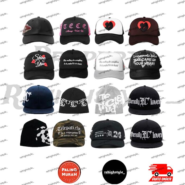 TRUCKER HAT TELEPATI LEATHER WITH POSPICC / TRUCKER HAT TECE / TRUCKER HAT LOVE KISS BLACK / TRUCKER