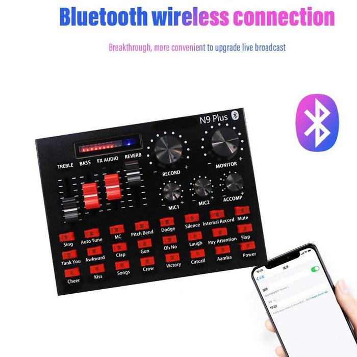 Bluetooth Audio USB External Soundcard Broadcast Mic Headset - N9 Plus ALAT KAROKE DAYA BATRAI BISA
