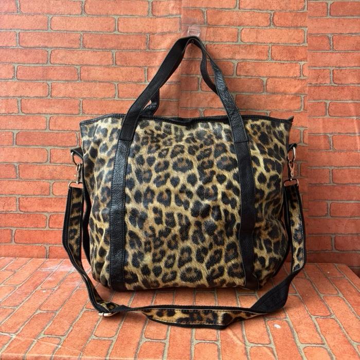 TAS SELEMPANG TOP HANDLE WANITA KULIT ASLI MOTIF LEOPART SECOND BRANDED / TAS SLING BESAR WANITA KUL