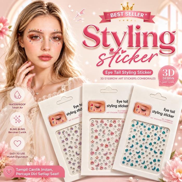 sticker kristal manik manik akrilik aesthetic warna warni make up sticker tempel polish aksesories n