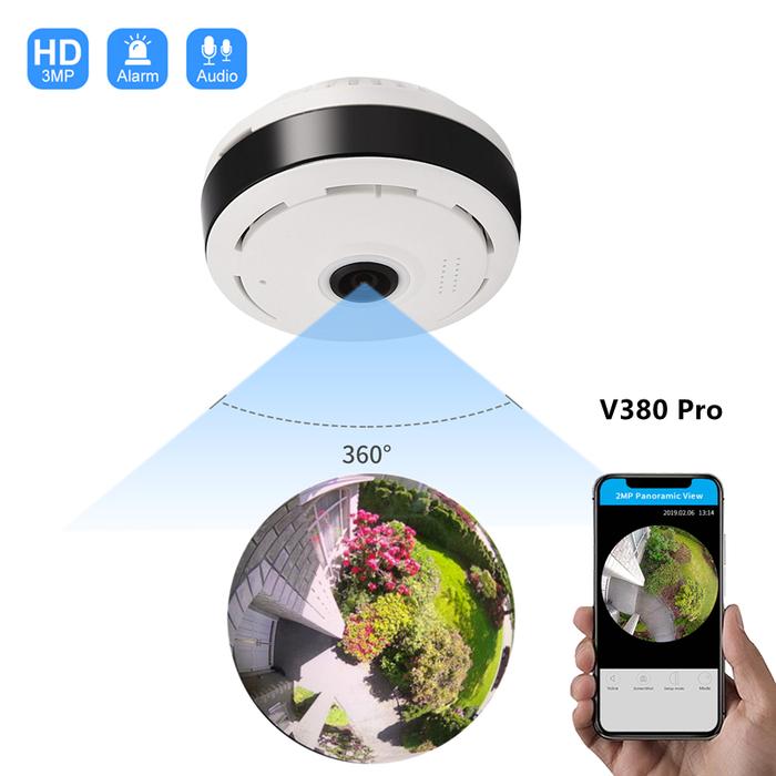 V380 360 Degree Wifi Panoramic Cameras Security Protection Fisheye IP 3MP Smart Home Night Vision CC