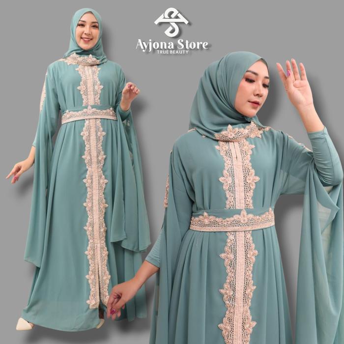 Kaftan Dress Tifani Best Seller Kekinian Remaja dewasa Panjang Bordir mewah Cantik Pesta Lebaran Cas