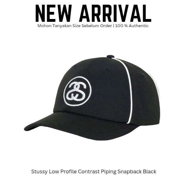 Stussy Low Profile Contrast Piping Black Topi Snapback Original 100%