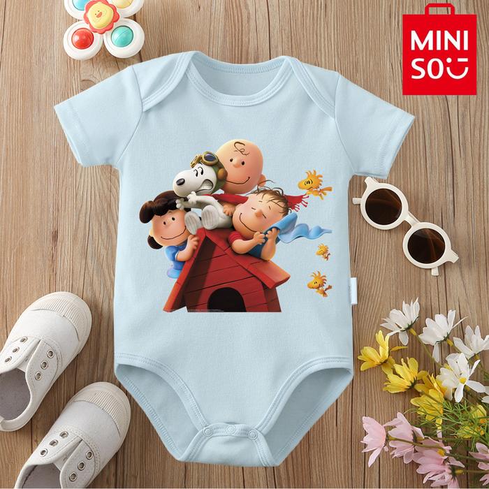 MINISO Snoopy ＆ Cute Friends Pure Cotton Bodysuit Baby Soft Cute Cloths Gift for Baby Onesie Jumpsui