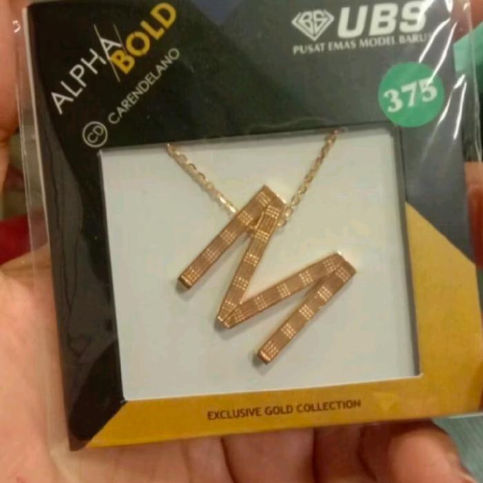 Kalung+Liontin Alpha Bold Huruf M, 375,8K