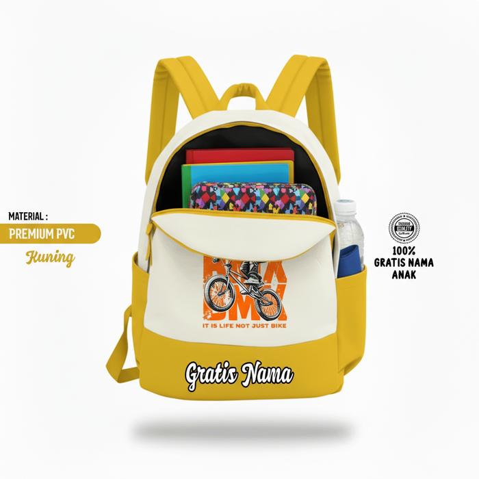 ARRAJstore Tas Anak Multifungsi dengan Gambar BMX New Cocok Sekolah SD SMP Dan Bisa Custom Nama Anak