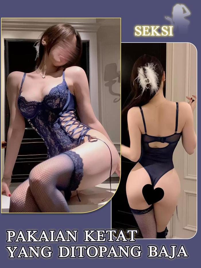 Lingerie Sexy, Bodysuit Tali Ketat Renda Lace, Lingery Seksi, Jumpsuit, Setelan Stoking, Hot Tembus 