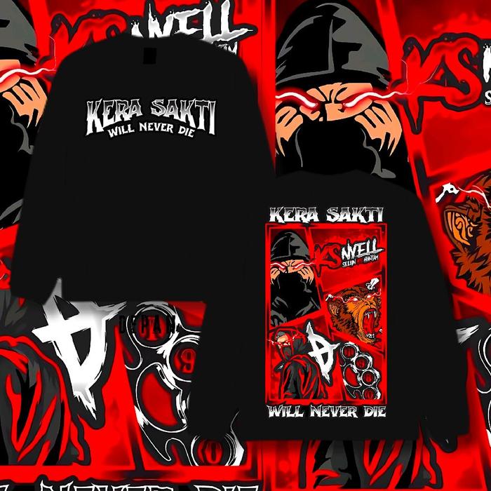 Kera Sakti Kaos Unisex Lengan Panjang Bahan Premium Size S-XXXL Cocok untuk Daily Activity Putih Lem