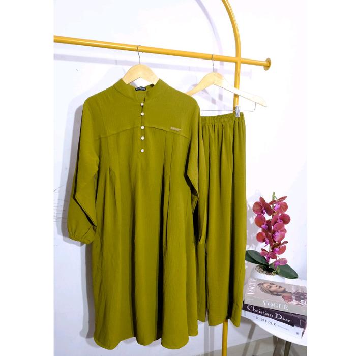 Kharina Nataya Setelan Long Tunik Cringkle Import