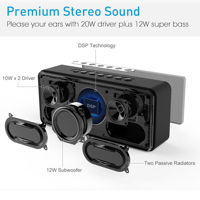 DOSS SoundBox XL Speaker Bluetooth Nirkabel Musik BT Speaker Komputer
