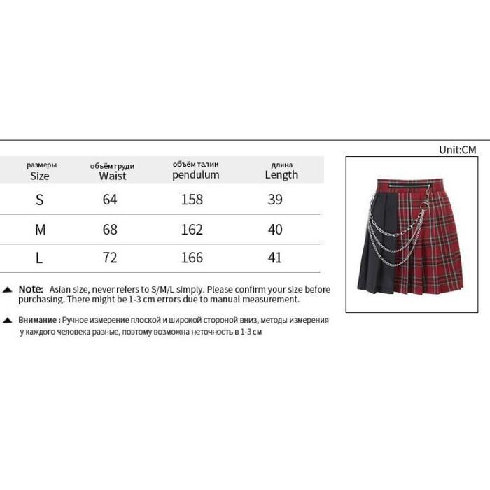 Rok Harajuku Punk Tartan dengan Rantai - Ukuran M