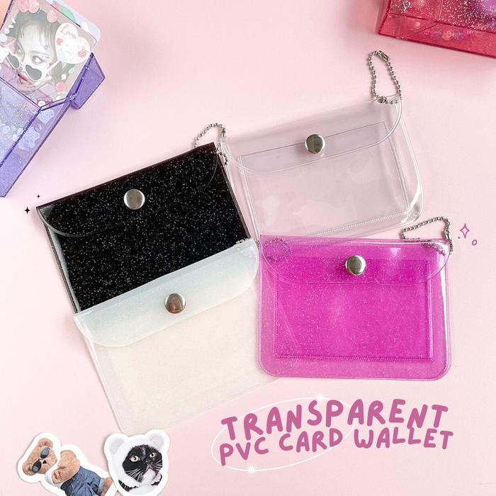 Dompet Kartu Plastik Jelly Glitter Transparan PVC untuk Penyimpanan Praktis