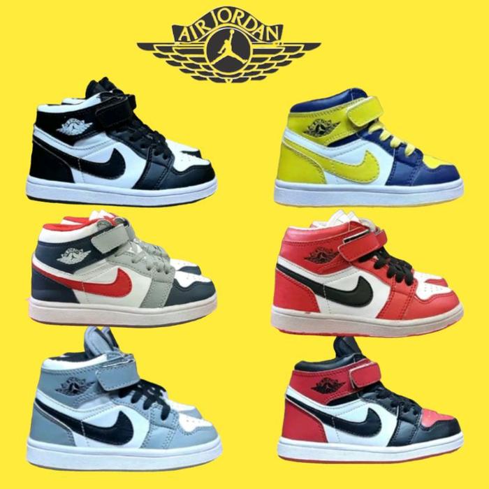 Free Kaos Kaki(COD) NKE AJ 1 High PANDA BW 20-44 Sepatu Sneakers Basket  Sekolah Anak Jordan High Ni
