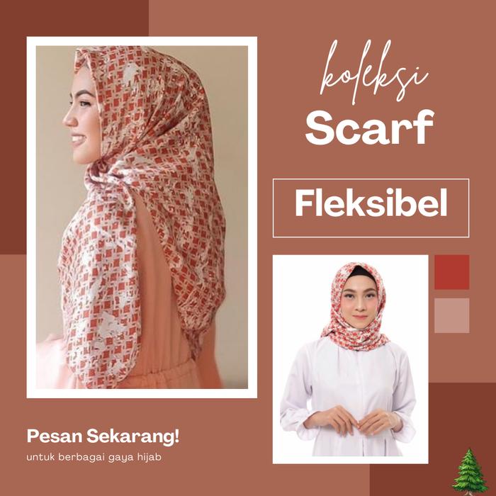 Hijab Segi Empat Pashmina Kerudung Scarf Kaila Lazurina Red Syar'i Segi 4 Pashmina Polysilk Elzatta 