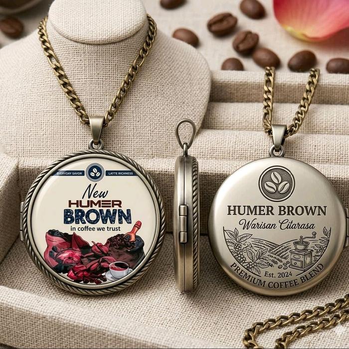 Humer Brown Kalung Medali Kualitas Premium dengan Desain Warsan Citarasa dan Est. 2024 untuk Pecinta