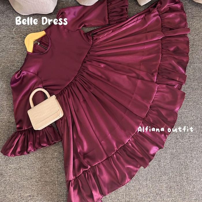 BELLE DRESS COUPLE/GAMIS SATIN BELLE LEBAR CANTIK Kondangan Lebaran Simple