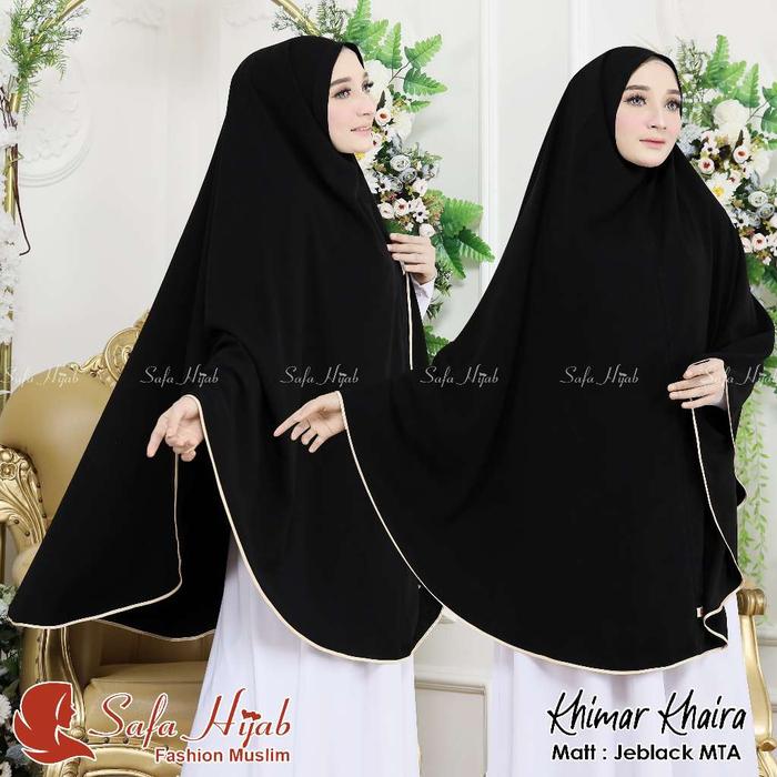 AHF - Khimar Syari Jetblack MTA Khimar Khaira Khimar hitam pekat katun arab Fathan_hijabstore
